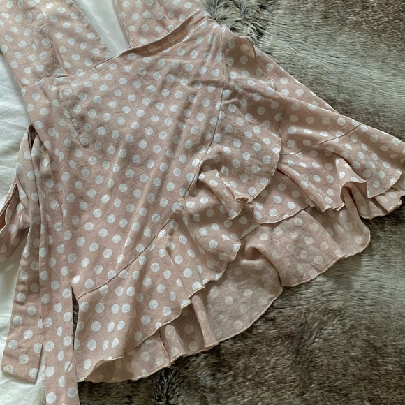 Majorelle Polka Dot Deep V-Neck Wrap Dress - Picture 4 of 6